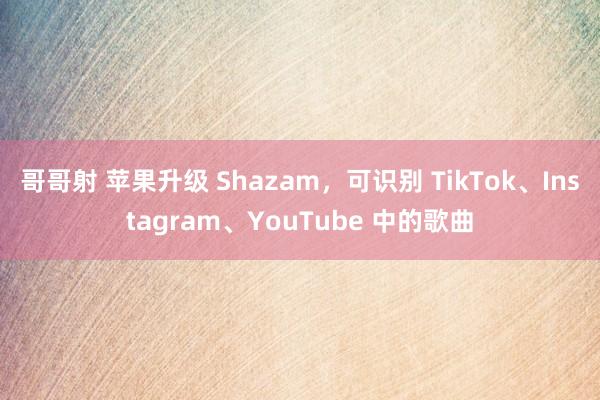 哥哥射 苹果升级 Shazam，可识别 TikTok、Instagram、YouTube 中的歌曲