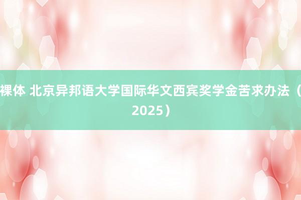 裸体 北京异邦语大学国际华文西宾奖学金苦求办法（2025）