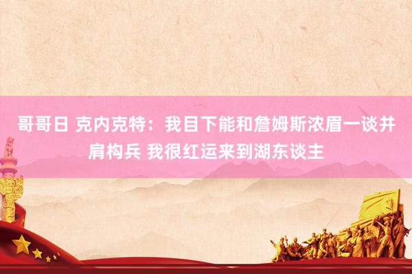 哥哥日 克内克特：我目下能和詹姆斯浓眉一谈并肩构兵 我很红运来到湖东谈主